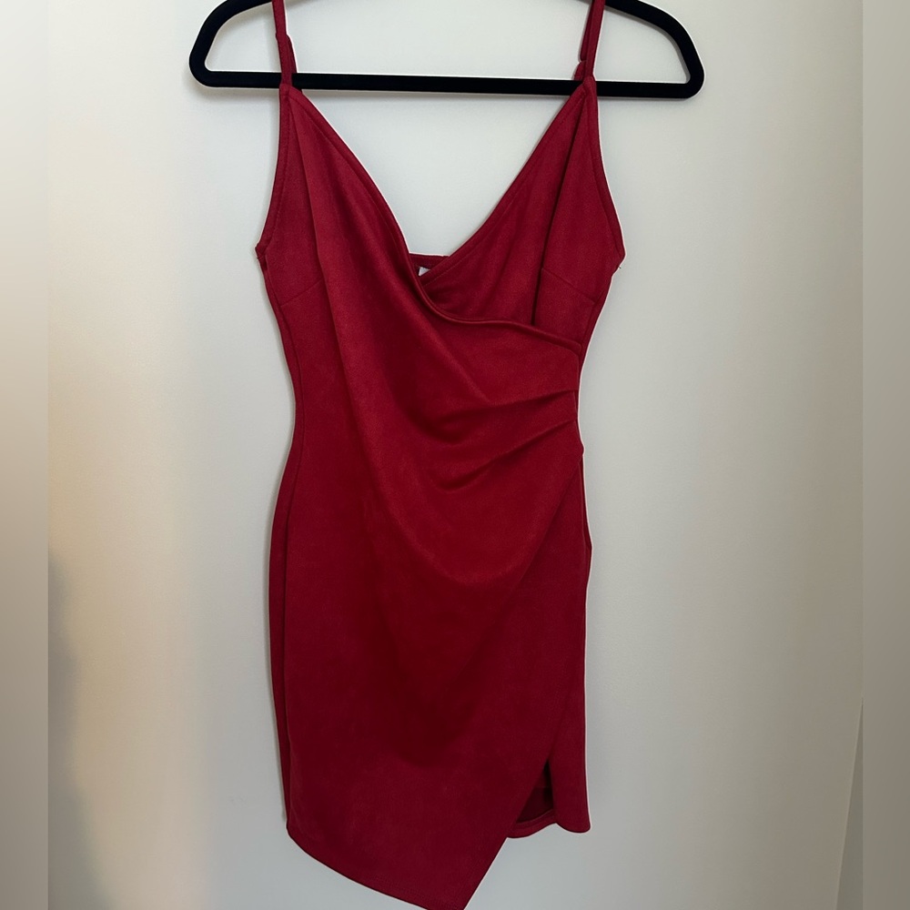 Red suede dress